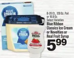 IGA Blue ribbon classics ice cream or novelties or real fruit syrup offer