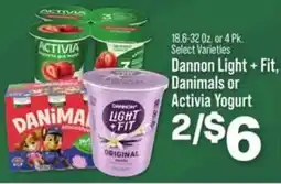IGA Dannon Light + Fit, Danimals Activia Yogurt offer