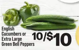 IGA English Cucumbers or Extra Large Green Bell Peppers offer