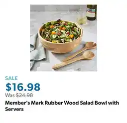Sam's Club Member's Mark Rubber Wood Salad Bowl with Servers offer