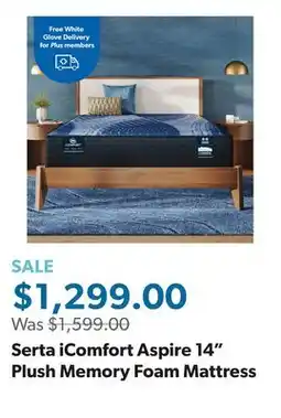 Sam's Club Serta iComfort Aspire 14 Plush Memory Foam Mattress offer
