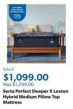 Sam's Club Serta Perfect Sleeper X Lexton Hybrid Medium Pillow Top Mattress offer