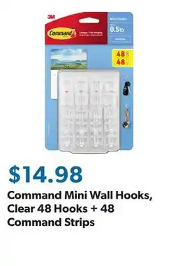 Sam's Club Command Mini Wall Hooks, Clear 48 Hooks + 48 Command Strips offer