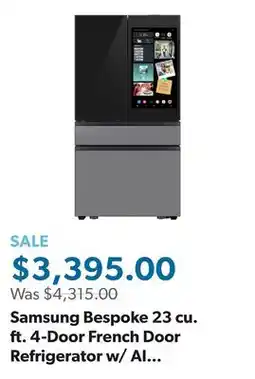 Sam's Club Samsung Bespoke 23 cu. ft. 4-Door French Door Refrigerator w/ AI Family Hub+ offer