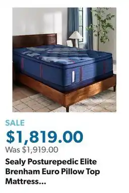 Sam's Club Sealy Posturepedic Elite Brenham Euro Pillow Top Mattress (Available in Firm and Medium) offer
