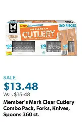 Sam's Club Member's Mark Clear Cutlery Combo Pack, Forks, Knives, Spoons 360 ct offer