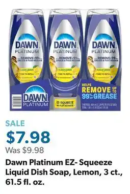 Sam's Club Dawn Platinum EZ- Squeeze Liquid Dish Soap, Lemon, 3 ct., 61.5 fl. oz offer