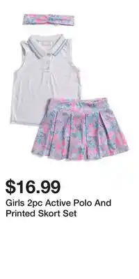 TJ Maxx Girls 2pc Active Polo And Printed Skort Set offer