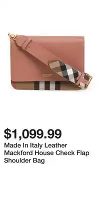 TJ Maxx Made In Italy Leather Mackford House Check Flap Shoulder Bag offer