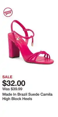 TJ Maxx Made In Brazil Suede Camila High Block Heels offer