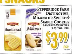 Trade Fair Supermarket PEPPERIDGE FARM Distinctive, Milano or Sweet & Simple Cookies offer