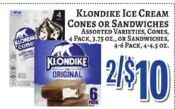 Trade Fair Supermarket Klondike Ice Cream Cones or Sandwiches offer