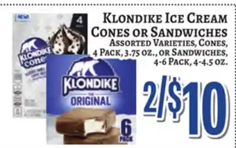 Trade Fair Supermarket Klondike Ice Cream Cones or Sandwiches offer