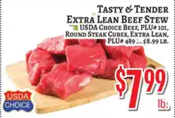 Trade Fair Supermarket USDA Choice Beef, PLU 101, Round Steak Cubes, Extra Lean, PLU# 489 offer