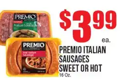 Extra Supermarket PREMIO ITALIAN SAUSAGES SWEET OR HOT offer