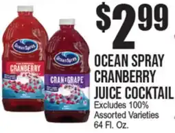 Extra Supermarket OCEAN SPRAY CRANBERRY JUICE COCKTAIL offer