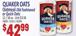 Jetro QUAKER OATS Oatmeal Old Fashioned or Quick Oats offer