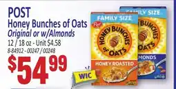 Jetro POST Honey Bunches of Oats Original or w/Almonds offer