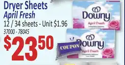 Jetro Downy April Fresh Dryer Sheets offer