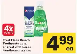 ACME Crest Clean Breath Toothpaste 2.5 oz. or Crest with Scope Mouthwash 33.8 fl. oz offer