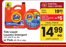 ACME Tide Liquid Laundry Detergent 117-132 fl. oz. btl. or Pods 45-76 ct. pkg offer