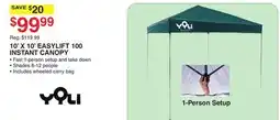 Dunham's Sports YOLI 10' X 10' EASYLIFT 100 INSTANT CANOPY offer