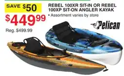 Dunham's Sports PELICAN REBEL 100XR SIT-IN OR REBEL 100XP SIT-ON ANGLER KAYAK offer