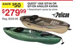 Dunham's Sports PELICAN QUEST 100X SIT-IN OR SIT-ON ANGLER KAYAK offer
