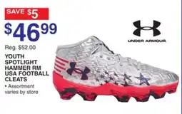 Dunham's Sports UNDER ARMOUR YOUTH SPOTLIGHT HAMMER RM USA FOOTBALL CLEATS offer