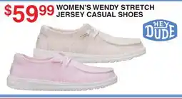 Dunham's Sports HEY DUDE WOMEN'S WENDY STRETCH JERSEY CASUAL SHOES offer