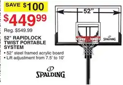 Dunham's Sports SPALDING 52 RAPIDLOCK TWIST PORTABLE SYSTEM offer
