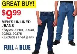 Dunham's Sports FULL BLUE MEN'S UNLINED JEANS offer