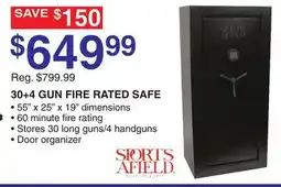 Dunham's Sports SPORTS AFIELD 30+4 GUN FIRE RATED SAFE offer