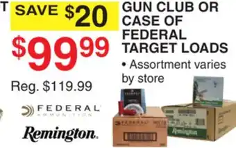 Dunham's Sports REMINGTON GUN CLUB OR CASE OF FEDERAL TARGET LOADS offer