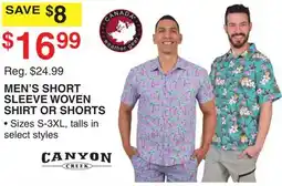Dunham's Sports CANYON MEN'S SHORT SLEEVE WOVEN SHIRT OR SHORTS offer