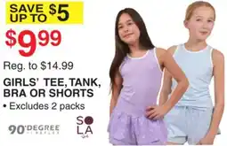 Dunham's Sports 90 DEGREE GIRLS' TEE, TANK, BRA OR SHORTS offer