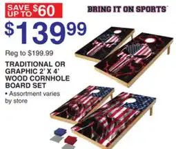 Dunham's Sports TRADITIONAL OR GRAPHIC 2' X 4' WOOD CORNHOLE BOARD SET offer
