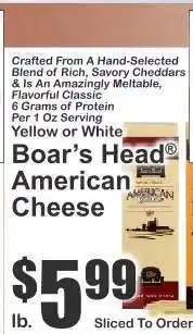 Key Food Boar's Head American Cheese offer
