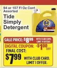 Key Food Tide Simply Detergent offer