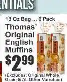 Key Food Thomas’ Original English Muffins offer
