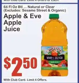 Key Food Apple & Eve Apple Juice offer