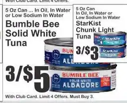 Key Food Bumble Bee Solid White Tuna offer