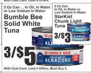 Key Food Bumble Bee Solid White Tuna offer