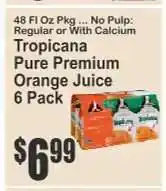 Key Food Tropicana Pure Premium Orange Juice 6 Pack offer