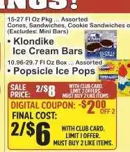 Key Food Klondike Ice Cream Bars offer