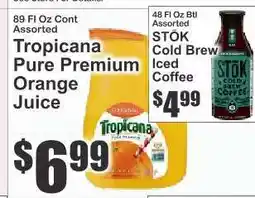 Key Food Tropicana Pure Premium Orange Juice offer