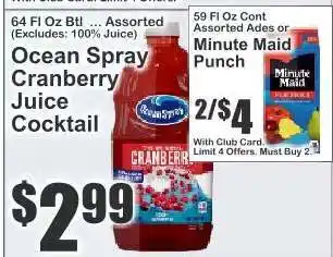 Key Food Ocean Spray Cranberry Juice Cocktail offer