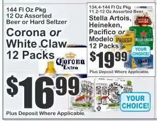 Key Food Corona or White Claw 12 Packs offer