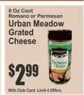 Key Food Urban Meadow Grated Cheese offer
