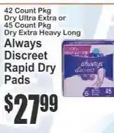 Key Food Always Discreet Rapid Dry Pads offer